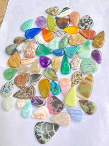 Natural Mixed Gemstone Cabochons Wholesale Lot for Jewelry Making Natural Mixed Gemstone Flatback Cabochons Bulk Lot Various - Product Image 2