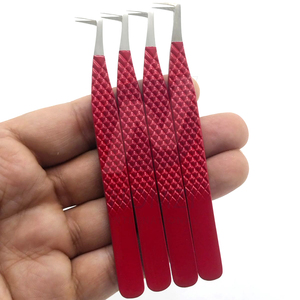 Pinzas Rojas para Pestañas, Juego de Pinzas para Extensiones de Pestañas, Acero Inoxidable Japonés, Punta Curva y Lisa, Marca OEM, Pinzas para Pestañas 45 90 - Product Image 2