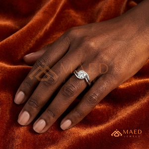 Round Cut Moissanite <b>Solitaire</b> Bypass Engagement <b>Ring</b> 925 <b>Silver</b> Twist Band Wedding <b>Ring</b> Diamond Look Jewelry - Product Image 4