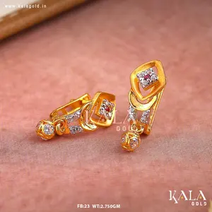 Elegantes Pendientes Tradicionales de Oro Amarillo de 18K Estilo Bali para Mujer, con Diamantes de Corte Brillante, Diseño Moderno con Clip, Microincrustaciones de Oro Kala - Product Image 2