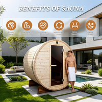 Sauna de Barril para Exteriores de Fácil Montaje DIY, Cabaña de Madera Prefabricada, Refugio Modular para Jardín con Puerta de Vidrio Templado, Disponible en Stock para Envío Inmediato