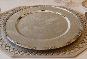 Luxury Round Shaped Silver Metal Charger <b>Plates</b> Stainless Steel <b>Decorative</b> Serving Tray Wedding Event Table Decoration <b>Plate</b> - Product Image 4
