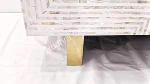 Table basse avec incrustation de nacre |   Table basse rectangulaire artisanale |   Table de service artisanale |   Décoration intérieure - Product Image 4