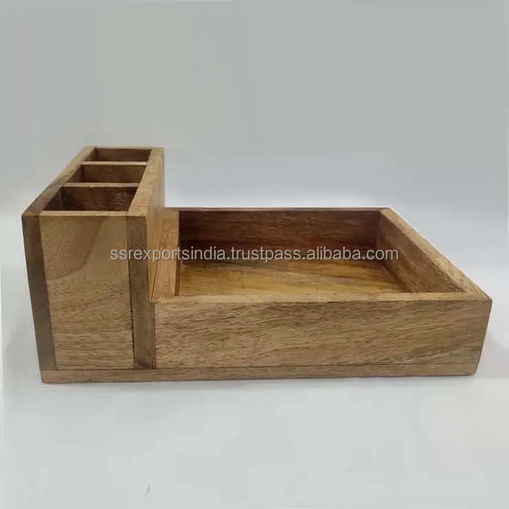 Wooden Pen Holder With Tray Minimalist Tableware Organizer And Marker Pen Pencil Storage For Home Stationery Office Table Decor