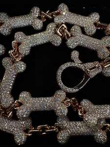 Cadena de Plata 925 al por Mayor con Incrustaciones de Circonitas para Hombre, Estilo Hip Hop, Cadena Cubana de Eslabones de Hueso, Joyería - Product Image 2