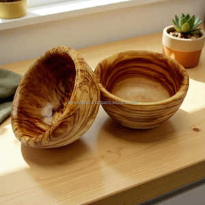 Bols en bois poli faits à la main, grain de bois naturel, style classique, écologiques, pour servir des aliments, offrir en cadeau, autres usages (bols à revêtement) - Product Image 1