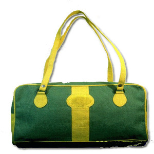 Sac de voyage en toile vert et jaune avec fermeture éclair - Product Image 3