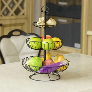 Round 3 Tier Multi Storage <b>Basket</b> <b>Stand</b> For Kitchen Fruit <b>Vegetable</b> Organizer And Home Storage Solution Handcrafted From India - Product Image 3