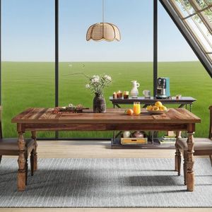 Tavolo da pranzo per 4-6 persone grande rettangolo in legno tavolo da pranzo da cucina per cucina e sala da pranzo - Product Image 4