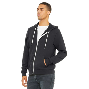 Men's <b>Black</b> <b>Zip</b>-Up <b>Hoodie</b> Fleece Casual Hooded Sweatshirt Regular Fit Solid Color Autumn Wear - Product Image 4