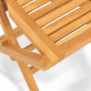 Conjunto de comedor plegable de madera maciza de teca natural para jardín con 4 sillas y 1 mesa para restaurante - Product Image 5