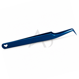 Pince à épiler pour extensions de cils à 90 degrés avec découpe en forme de cœur, en acier inoxydable, logo personnalisé, instrument de beauté OEM - Product Image 1