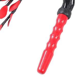 Sheep Skin <b>Flogger</b> with Steel Buckle Braided Grip and Medium Intensity Falls - Product Image 3