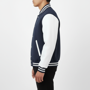 Mens Fashion Varsity Jacket Cotton Polyester 300 GSM Regular Fit Snap <b>Button</b> Street Wear Comfortable Durable OEM Service - Product Image 3