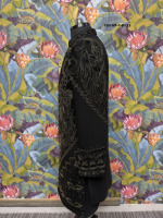 Sherwani de créateur noir de haute couture pour mariage, motif Aile de Phénix Dorée, avec relief 3D et broderie perlée