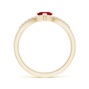 Anillo Chevron de Oro Sólido de 14K con Rubí Natural Corte Corazón y Diamantes, Última Llegada en Joyería Fina, Anillo Unisex de Diseño Romántico - Product Image 4