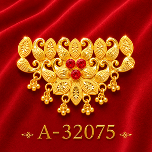 Broche florale plaquée argent avec centre en strass rouge pour femmes, bijoux de fête de mariage A-32070 - Product Image 2