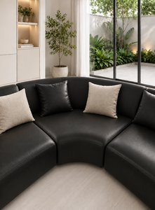 Sofá Esmeralda Moderno Minimalista Sudut Luna Marrón, Conjunto de Sofá Curvo, Tela Premium, Espuma de Alta Densidad, Ecológico, para Sala de Estar - Product Image 4