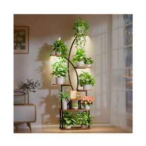 Support à plantes compact en bois à niveaux, pour intérieur et extérieur, étagère à pots de fleurs en bois naturel, présentoir pour plantes de jardin et de maison - Product Image 2