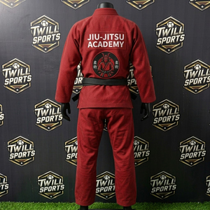 <b>Red</b> Kids BJJ Kimono Uniform with Black <b>Belt</b> Regular Fit Cotton Martial Arts Wear for Children - Product Image 5