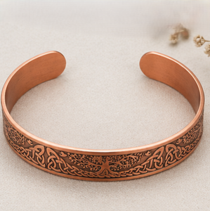 Heavy Gauge Embossed Tree Knot Solid Copper Wrist Kada Bracelet Fashionable Metal Jewelry Exquisite Craftsmanship - Product Image 3