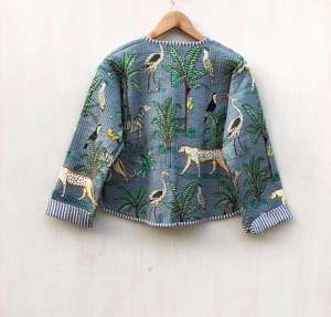 Vestes matelassées pour femmes à imprimé jungle, style bohème, boutonnées, faites à la main, cadeaux de fêtes - Product Image 5