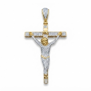 Diamond Crucifix <b>Cross</b> Pendant 10K Solid Gold Lab Grown IGI Certified Brilliant Cut Religious Christian Luxury Wedding Unisex - Product Image 1