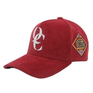 <b>Metal</b> Buckle OEM Corduroy 5 <b>Panel</b> Baseball Cap with Customized Embroidery logo Curved Brim Adjustable Classic Baseball Caps - Product Image 6