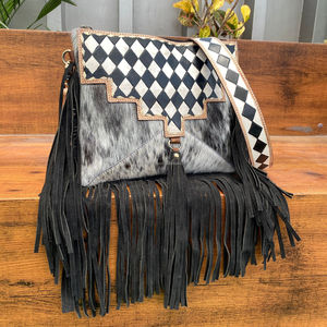 Brand New Designer Luxury Classic Manufacturer Checkered Fringe Handbags Custom Logo Cowhide Leather Shoulder Bag for Women's - Product Image 4