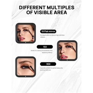Black 30.5 Pocket Size Square Hand <b>Mirror</b> 1X/30X Folding <b>Compact</b> Makeup <b>Mirror</b> with Magnification for Travel - Product Image 4