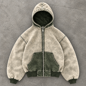 Wholesale Winter Zip-Up Sweatshirt 100% Cotton Blend Custom Digital OEM Service Factory Supplier for Men's Apparel Brands - Product Image 2