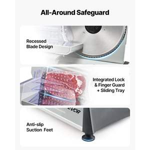 Rebanadora Eléctrica de Carne para el Hogar de 7.5 Pulgadas y 200W, Cuchilla SUS420, Grosor Ajustable de 0-0.6 Pulgadas, Certificación ETL, para Jamón, Baguette y Filete - Product Image 6