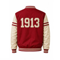 Blouson Bomber Delta Sigma Theta pour Homme, Noir et Rouge, Broderie 1913 au Dos, Style Preppy, Fermeture Éclair Avant, Veste en Satin Universitaire