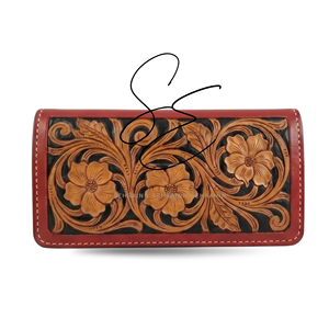 <b>Tooled</b> Leather Card Holder Wallet Western Cowhide Cash Storage <b>Case</b> Handmade Vintage Cowgirl Gifts Custom Leather OEM ODM - Product Image 1