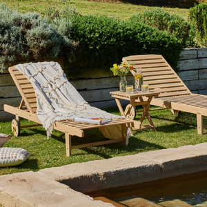 Solid Wood Sun Lounger Adjustable Outdoor <b>Garden</b> Furniture with Wheels Modern Design <b>for</b> <b>Pool</b> Patio Use - Product Image 1