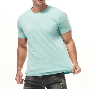 T-shirt à manches courtes pour homme, bleu clair, col rond, coupe classique, imprimé, coton, vêtements décontractés - Product Image 2