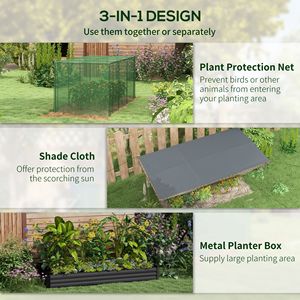 Large Size Galvanized Metal <b>Planter</b> Protective Cage and Shade Gray Raised Garden Bed for Flowers and <b>Vegetables</b> - Product Image 4