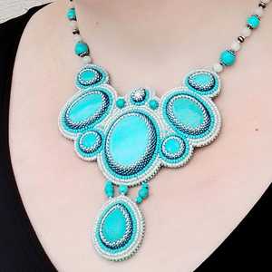 Khadim Handicrafts Unique Handmade Glass Bead Embroidered <b>Bib</b> <b>Necklace</b> Boho Ethnic Fashion Statement Jewelry Featuring - Product Image 2
