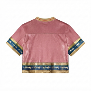 Wholesale Sports Dusty Pink <b>Mesh</b> Football Jersey Crop Top Custom Number 88 100% Polyester Quick Dry Vintage Athletic Streetwear - Product Image 2