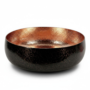 Lavabo de salle de bain en cuivre fait main bicolore, extérieur noir mat, intérieur or rose, lavabo en cuivre de luxe, moderne et décoratif - Product Image 1