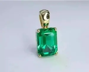 Colgante Vintage con Moissanita Verde de Corte Brillante, Plata de Ley 925 Chapada en Oro, Joyería de Piedras Preciosas de Lujo Unisex, Regalo para Fiestas - Product Image 1