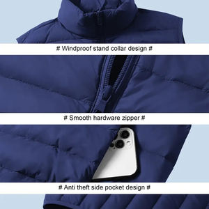 เสื้อกั๊กผู้ชายแบบไม่มีแขน ปักลาย กันน้ำ ดีไซน์เนอร์  เสื้อกั๊กขนเป็ดสีดำสำหรับฤดูหนาว - Product Image 5