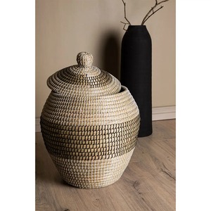 Cesta de algas marinas negras a rayas, hecha a mano, para almacenamiento, venta al por mayor, ecológica, fabricada en Vietnam - Product Image 2