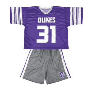 Ensemble d'uniformes de football américain personnalisés, maillot et short d'équipe bleu marine et orange, vêtements de sport respirants en polyester, OEM - Product Image 5