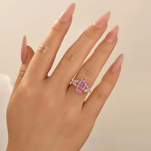 Pink Marquise Cut Engagement Moissanite <b>Ring</b> Rose Gold Plated Cluster Side Stone Solitaire <b>Promise</b> <b>Ring</b> for <b>Women</b> 925 Silver - Product Image 2