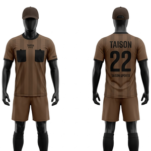 เสื้อกรรมการฟุตบอลผ้าโพลีเอสเตอร์อินเตอร์ล็อค 150 GSM สีเขียวอมฟ้า-ดำ สกรีนโลโก้ตามสั่ง แบบ OEM - Product Image 2