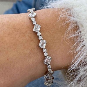 925 Sterling <b>Silver</b> Moissanite <b>Bracelet</b> Moissanite Diamond <b>Bracelet</b> Sterling <b>Silver</b> Moissanite Jewelry <b>Bracelet</b> For Womens - Product Image 3