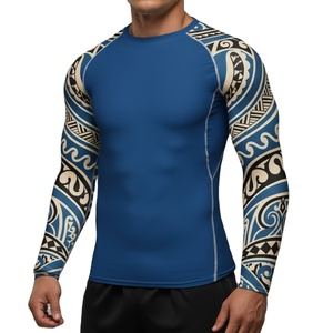Wholesale High Quality Jiu Jitsu Rash Guard Custom Long Sleeve MMA <b>Compression</b> <b>Shirt</b> Low Price Rashguard for Mens - Product Image 1