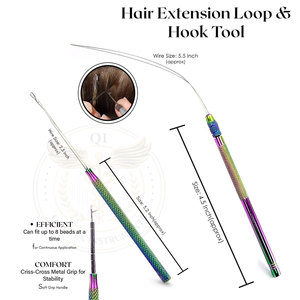 QORVEX INSTRUMENTS Kit Complet d'Outils en Acier Inoxydable pour Extensions de Cheveux, Pince à Sertir les Micro-Anneaux, Pinces de Sectionnement, Application - Product Image 5