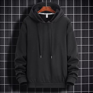 Sudadera Casual de Moda para Hombre, Color Sólido, Holgada, Negra, Manga Larga, Cómoda y Transpirable, Nueva Colección 2025 - Product Image 5